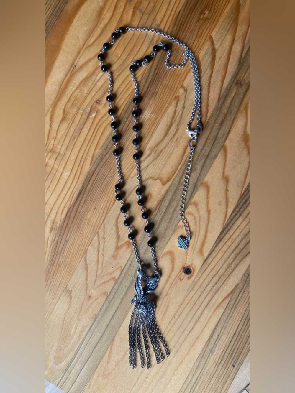 Harley Davidson long beaded Eagle Neacklace